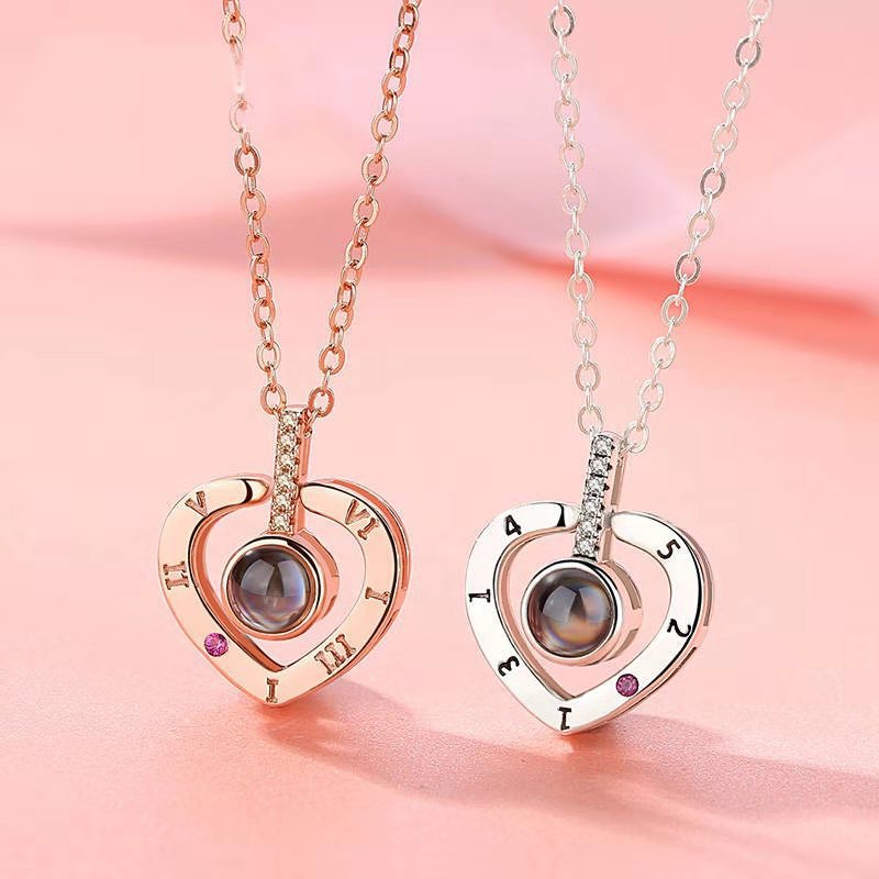 Kalung Rantai Klavikula Liontin Memori I Love You Bahan Stainless Steel Untuk Aksesoris