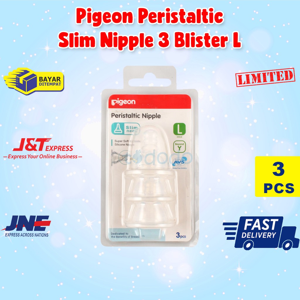 Pigeon Peristaltic Slim Nipple 3 Blister L - Nipple Dot