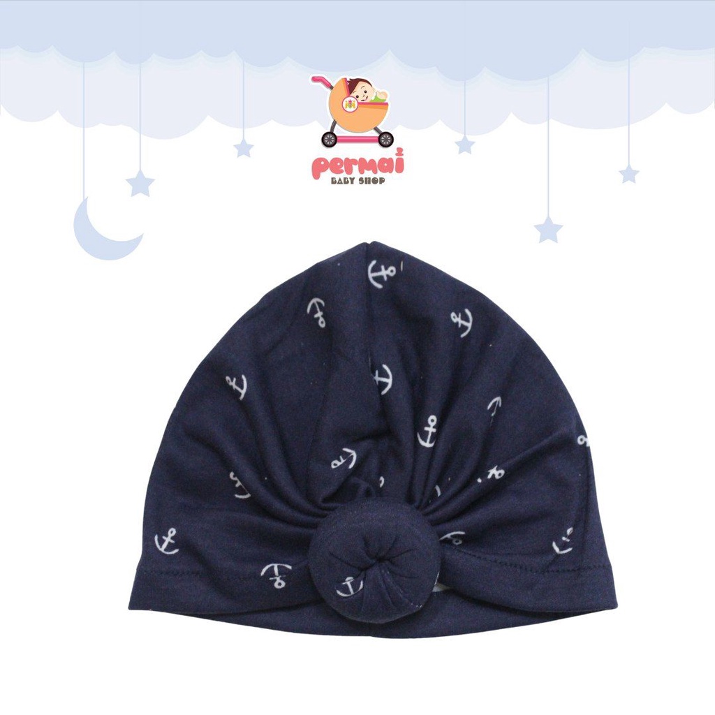 Promo !! SALE!!! TURBAN BAYI LUCU VINATA MOTIF ANCHOR/TURBAN BABY MURAH