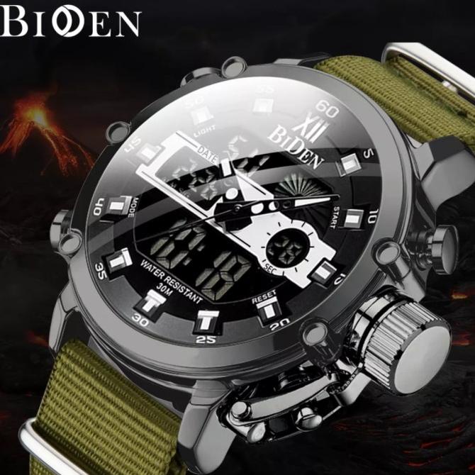 Jam Tangan Pria Original BIDEN YN-0164 Sporty Dual Time Anti Air