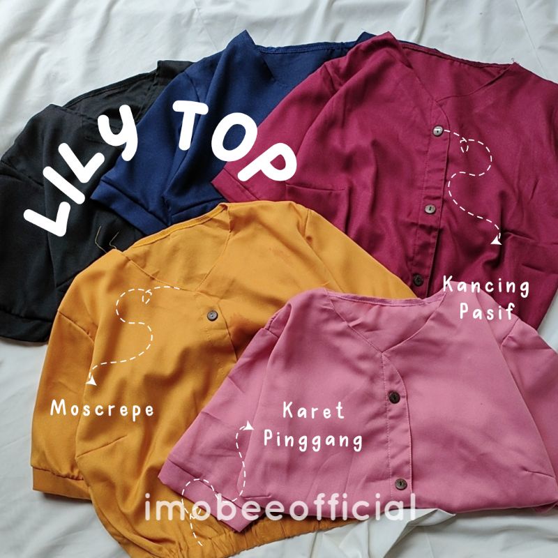 LILY TOP // BLOUSE CROPTY KANCING BUTTON MOSCREPE