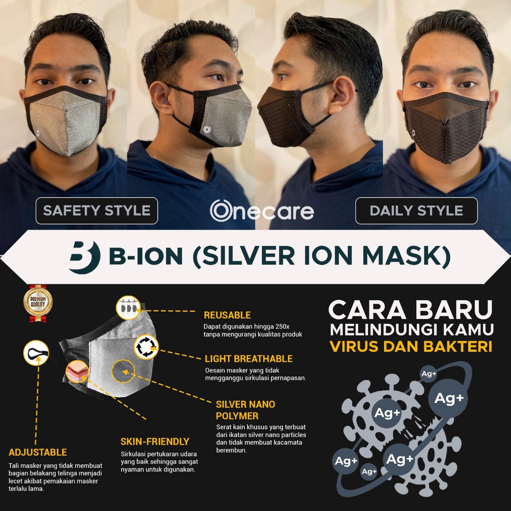 MASKER KAIN B-ION MASKER SILVER ION - SILVER ION MASK TECHNOLOGY ANTIBACTERIAL &amp; VIRUS