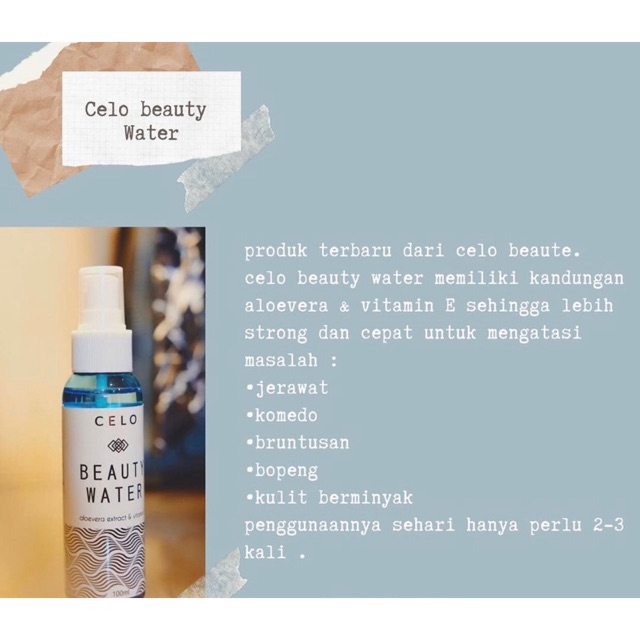 Celo Beauty Water Untuk Kulit Berminyakberjerawat