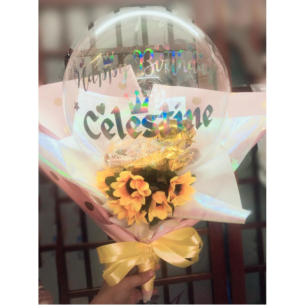 Bucket Balon Bunga Uang Baloon Flower Money Bouquet