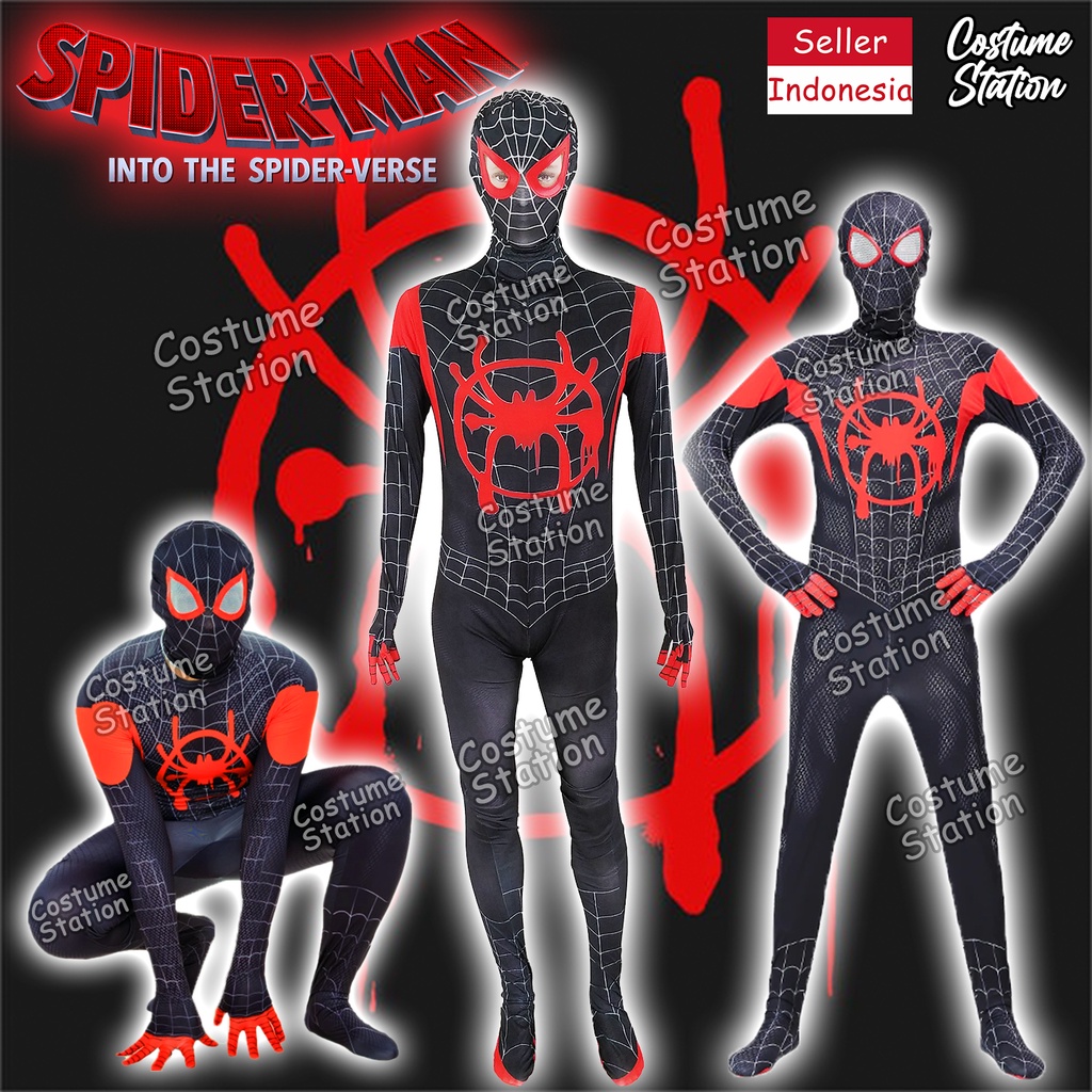 Kostum Spiderman Into The Spider Verse / Costume Superhero Marvel Miles Morales dewasa