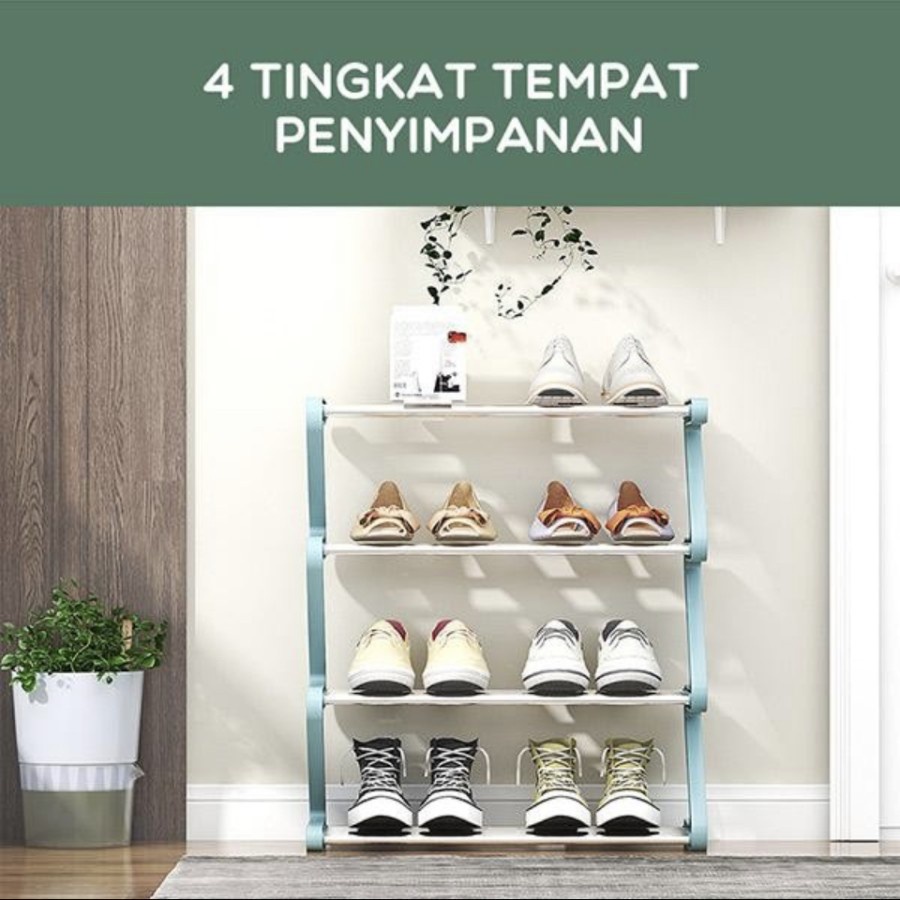 Samono Rak Sepatu 4 Susun Anti Karat Shoe Rack Sandal Holder Rak Sepatu Lipat Serbaguna Storage Rak Kamar Mandi