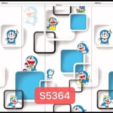 WALLPAPER STIKER DINDING DORAEMON KOTAK 3D BIRU