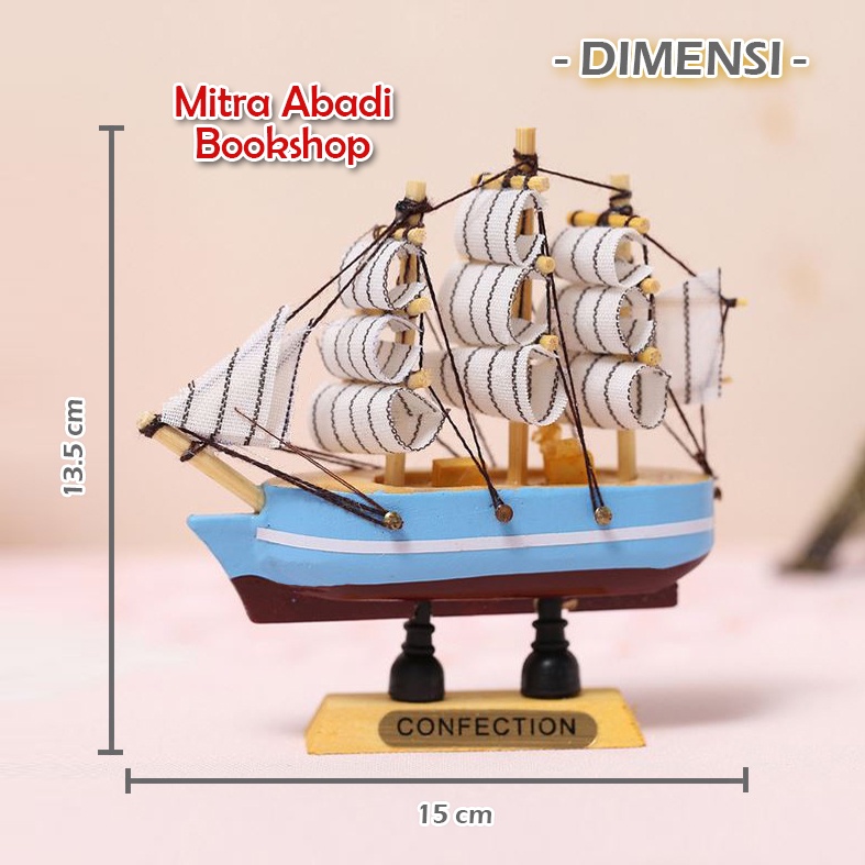 Dekorasi Miniatur Kapal Phinisi Mini Gaya Mediterania Ukuran 15 cm