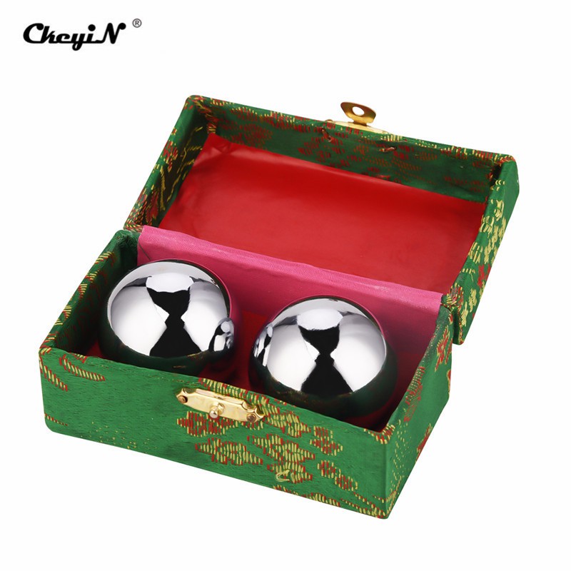 

CkeyiN Baoding Balls 2 Pcs Bola Stres Untuk Latihan Otak Tangan dengan Kotak Penyimpanan 39mm Diameter