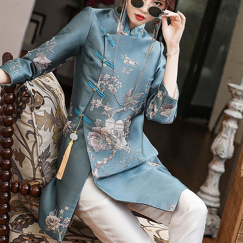 Retro button top women's spring 2022 New Tang style women's Chinese style Hanfu thin improved cheong