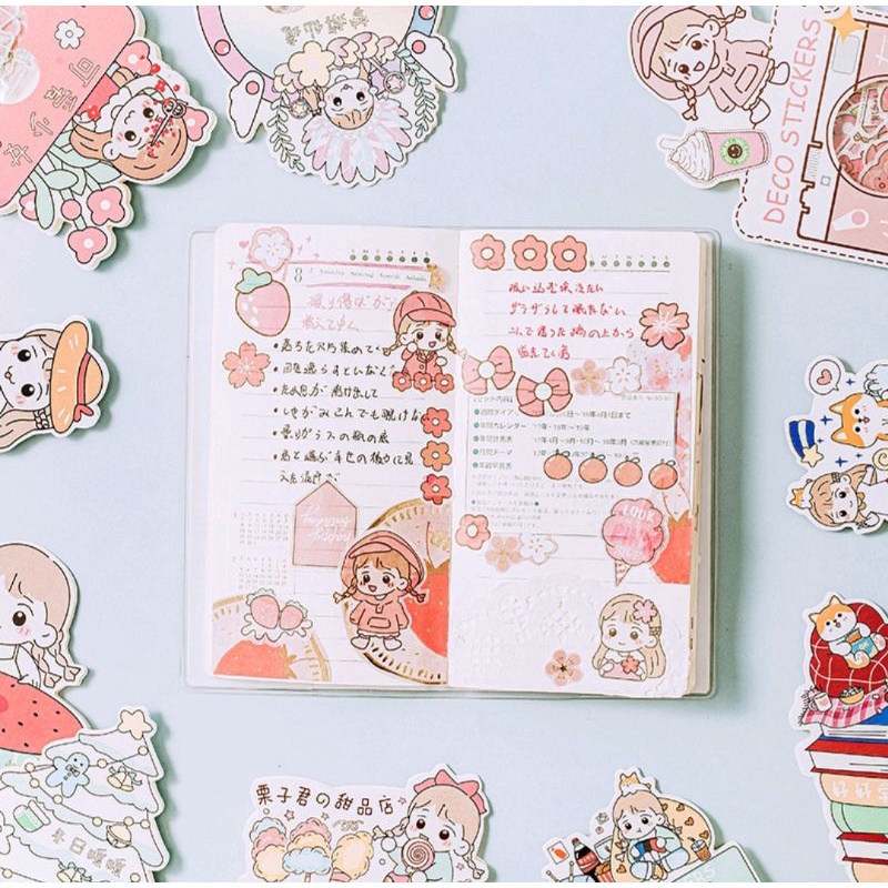 

39 pcs korean cute girl sticker stiker bujo bullet journal planner aesthetic