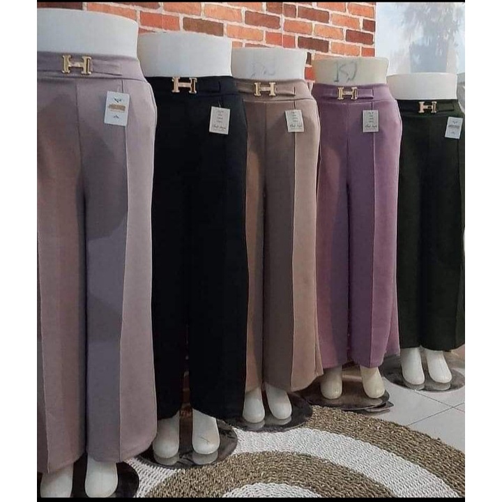 Celana Kulot Cubit Bahan Scuba Belt H / Kulot Scuba Cubit Highwaist Belt H / Celana Kulot Scuba H / 