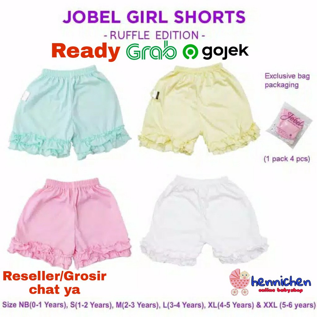 JOBEl RUFFLE celana Girl Shorts Edition isi 4 pcs SNI