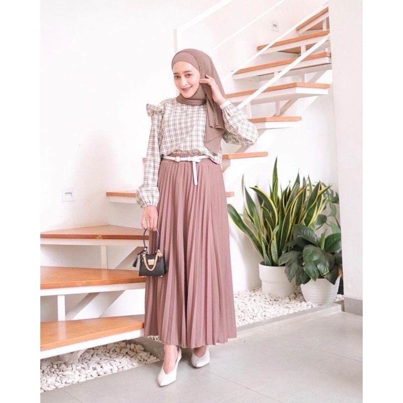 YUNA BLOUSE TARTAN / RUBI TOP / FILDHA TOP / FASHION WANITA MUSLIM