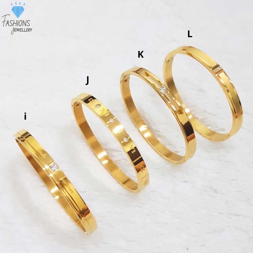 Gelang tangan titanium Gold polos motif