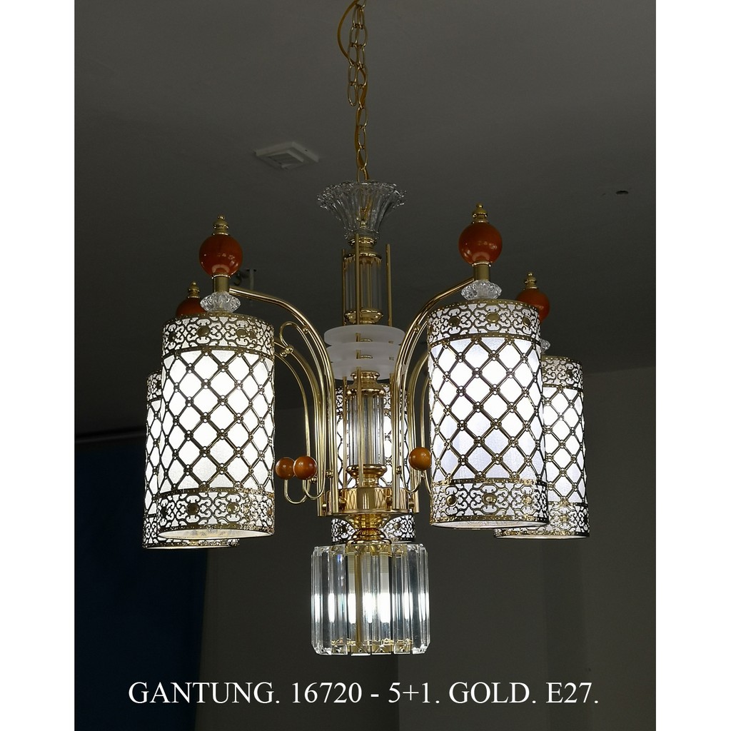 LAMPU GANTUNG | LAMPU HIAS|LAMPU MEJA MAKAN 16720/5+1 - GD/CH+BK