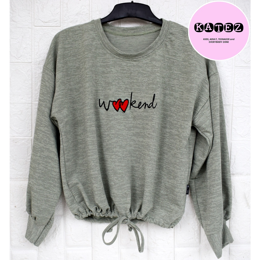 kaos lengan panjang wanita model serut bawah / Baju kaos atasan cewek / cewe ABG