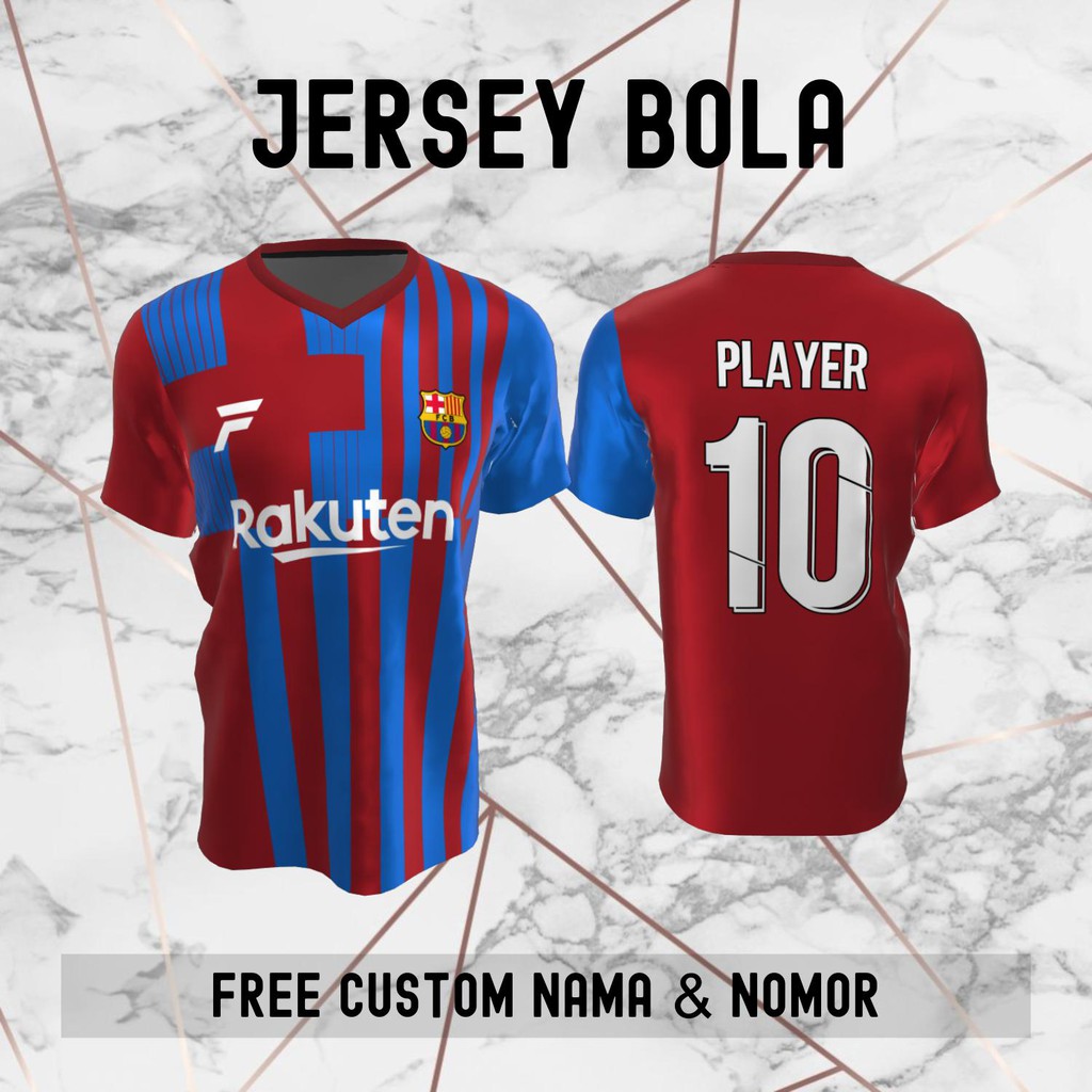 Jersey Barcelona Klub Bola Baju Kaos Custom Nama dan Nomor Punggung - 124 Jersey Sepak Bola Custom