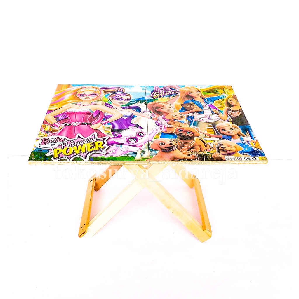 Meja Belajar Kayu Silang Motif Gambar Cewe  / Meja Belajar Anak / Meja Laptop