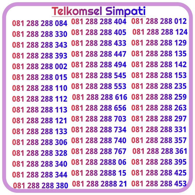 nomor cantik telkomsel simpati 222 333 444