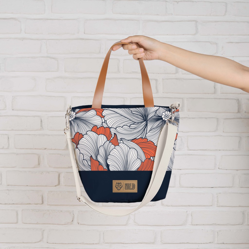 Sling Bag Kanvas Bloem Navy