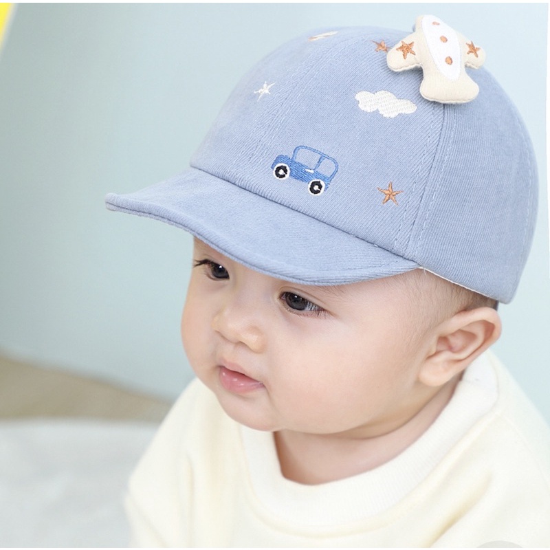 Topi Baseball Anak Bayi Model PLANE Import / Baby Baseball Hat-Blue