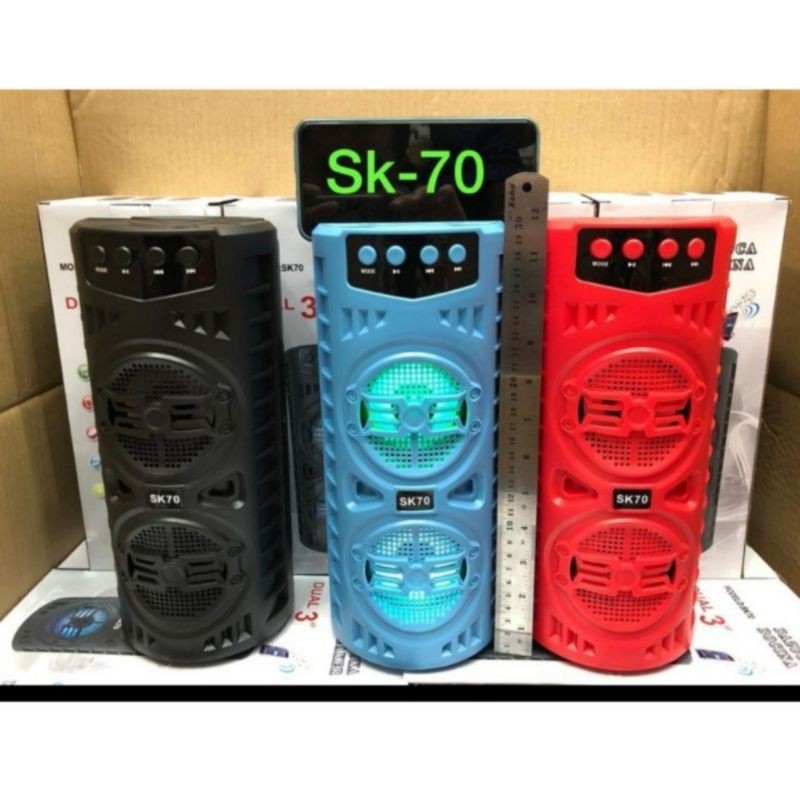 Speaker Bluetooth SK-70 Wireless Speaker Bass (Dual 3&quot;)