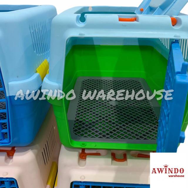 PET CARGO KUCING PLASTIK - Rumah Kandang Kargo Kucing Anjing Kelinci 50x35x35 Pet Carrier 2 Pintu