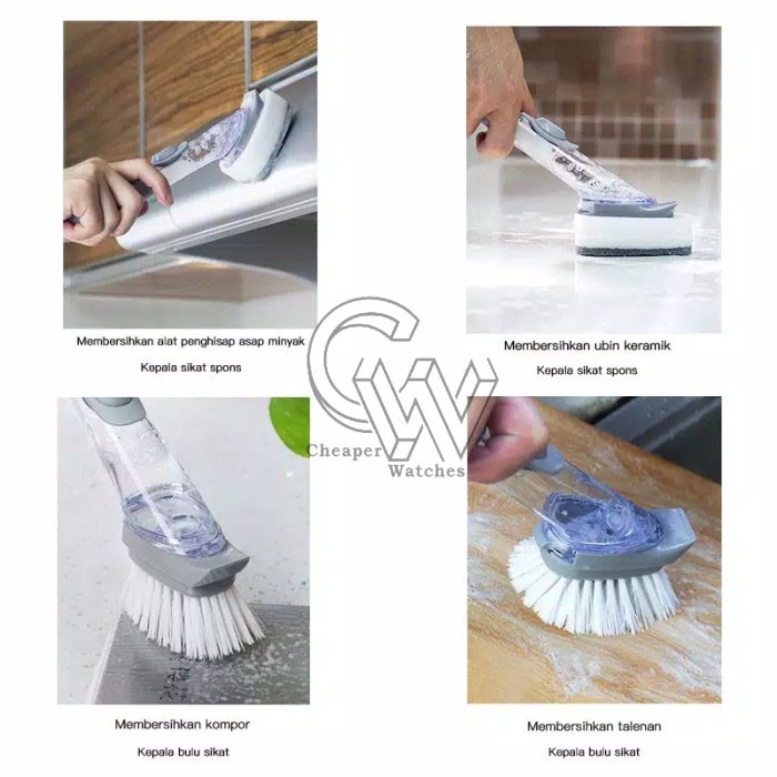 Cheaper-Sikat Cuci Piring Cleaning Brush Alat Dapur Dispenser Cuci Piring Sabun Panci FreeSponge Pembersih