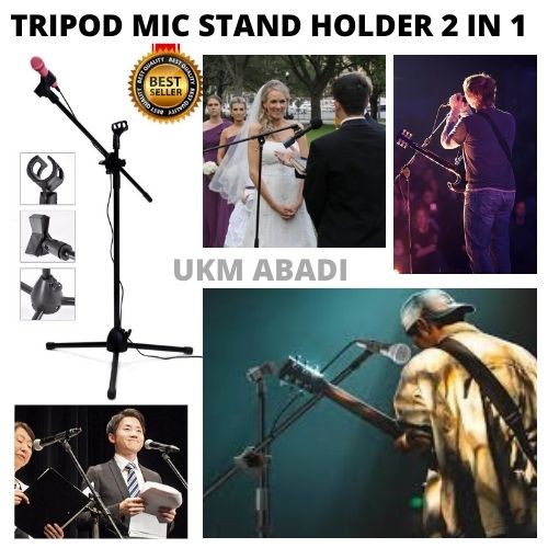 Tripod Stand Mic Holder 2 Klip Pegangan Microphone  2 In 1 Pro NB107 111159