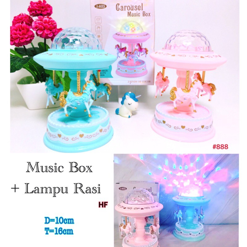music Box Lampu Rasi Mainan music Kotak music unicorn