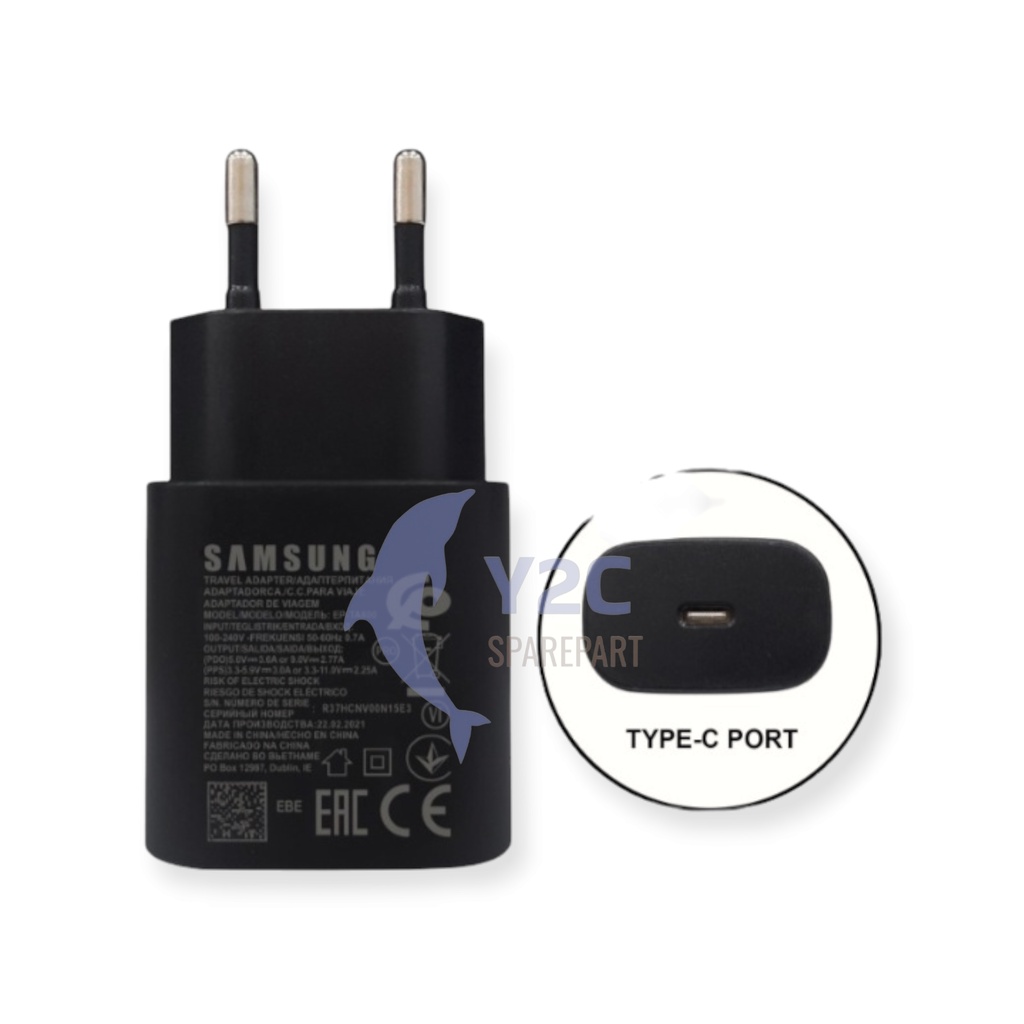 ADAPTOR SAMSUNG GALAXY NOTE 10 / NOTE 20 TA800 25 WATT TYPE C FAST CHARGING ORIGINAL OEM / CASAN CAS