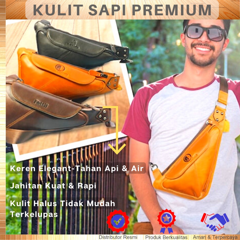 Tas Selempang Pria Kulit Sapi Asli Terbaik Model Pistol Modern Kualitas Premium  PSL GARANSI ORIGINAL