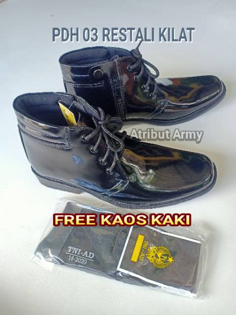 [FREE KAOS KAKI PDL] SEPATU DINAS PDH 03 POLRI REST TALI SEPATU POLRI / POLISI FREE KAOS KAKI - DP04