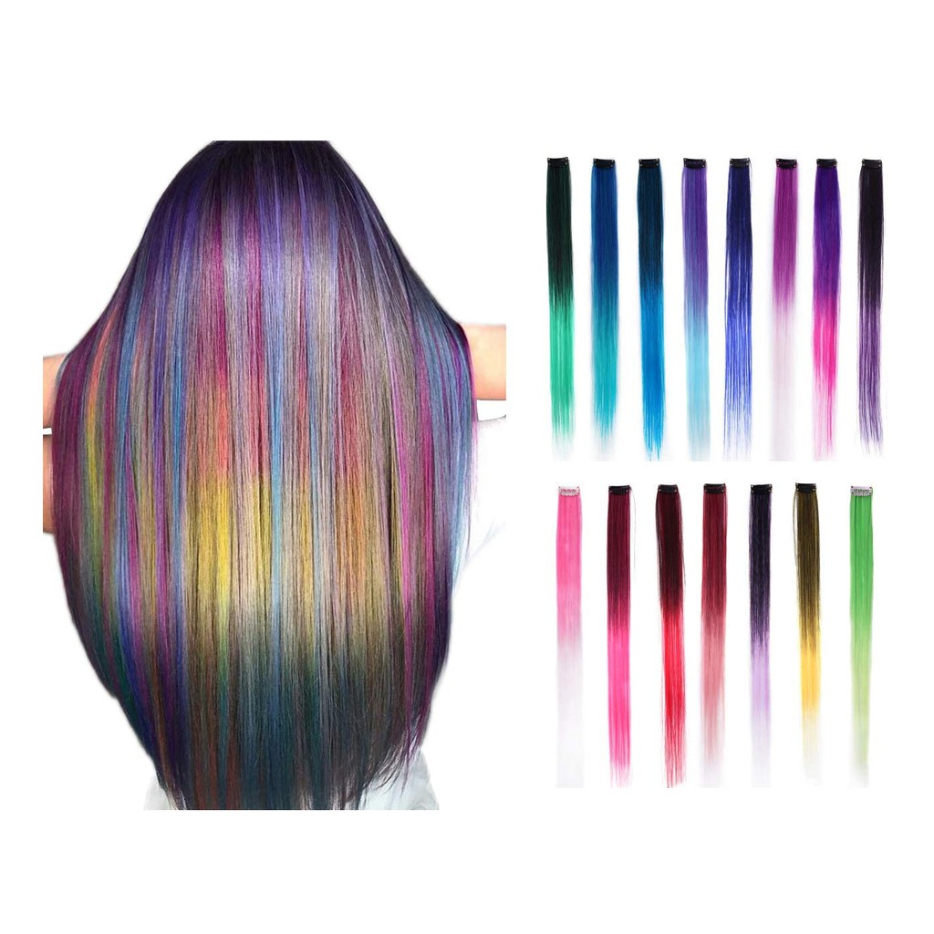 HLG HL WARNA GRADASI clip on 55cm hair clip warna highlight rambut palsu klip