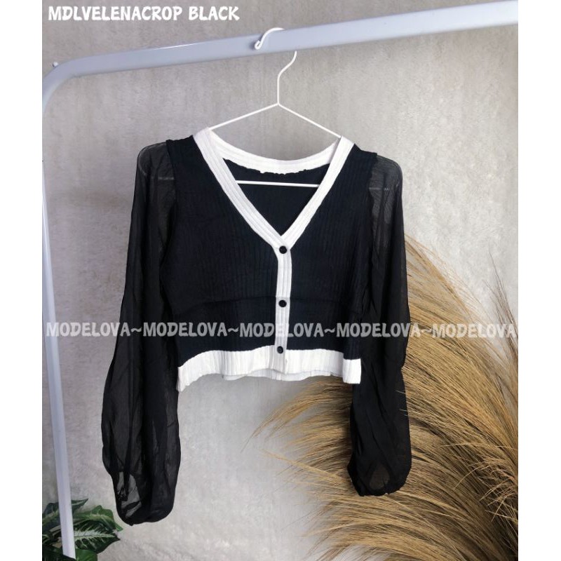 MDLV ~ 8668 KNIT ELENA CROP // CROP LENGAN PANJANG RAJUT // FASHION IMPORT WANITA