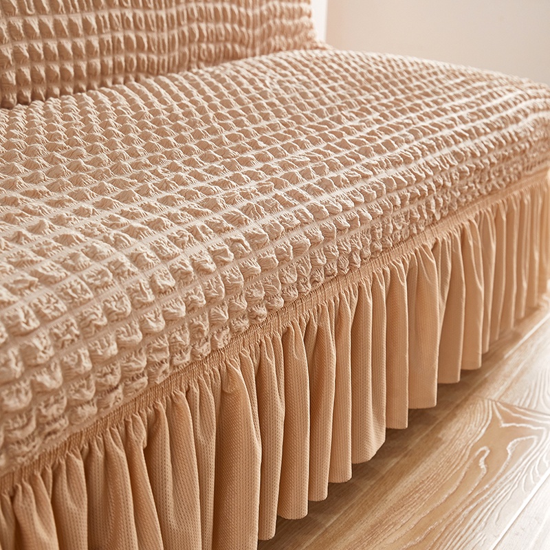 Elastic Sofa Bed Cover  With Skirt Stripe Jacquard / Penutup Sarung Alas SofaBed Elastis Tebal Polos Renda