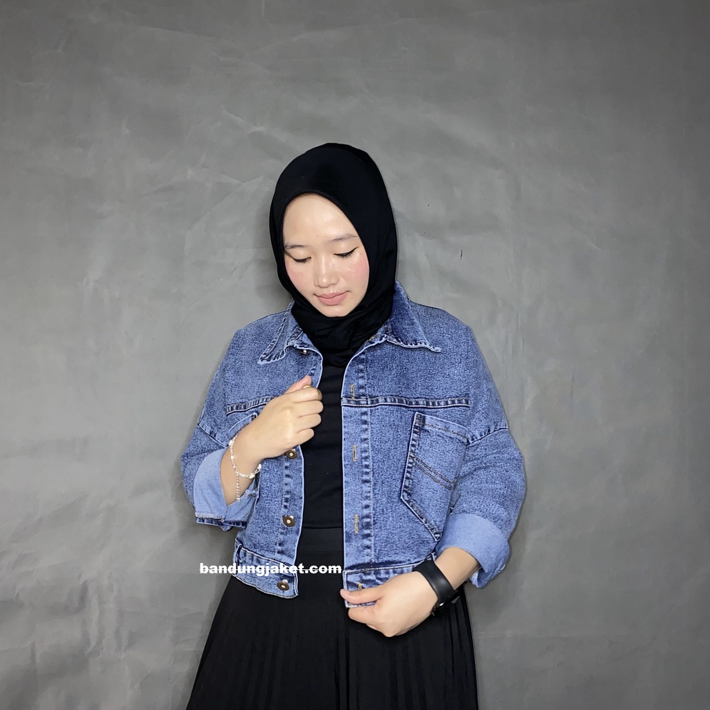 NAYRA CROOP JAKET JEANS |I JAKET DENIM WANITA MODEL TRENDY TERBARU