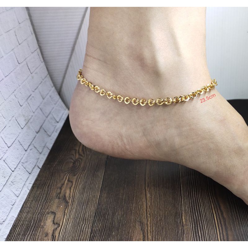 Fifi Fashion Gelang Kaki Nori kombinasi ukir Lapis Emas Lonceng Bunyi 28#