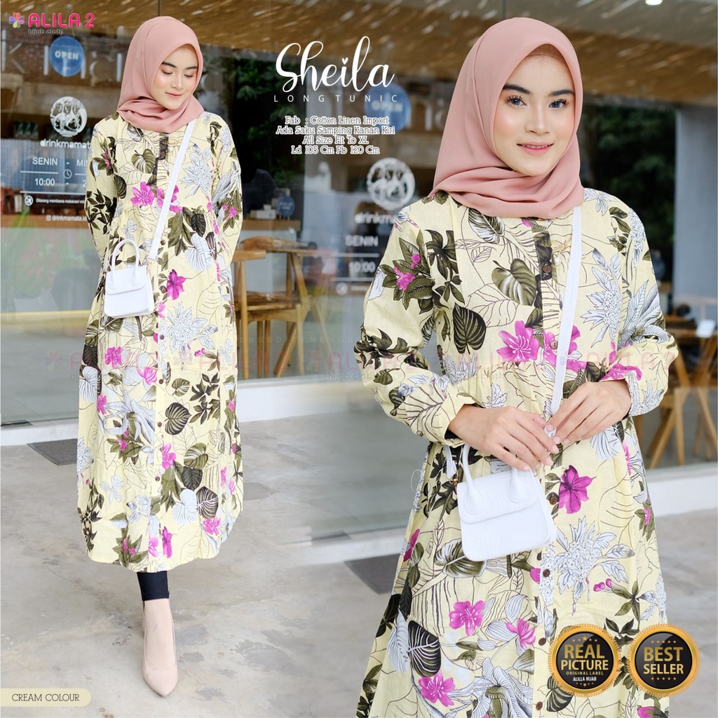 ATASAN TUNIK WANITA DEWASA MOTIF BUNGA || TUNIK WANITA BUSUI ORI ALILA || SHEILA TUNIK BAHAN KATUN L
