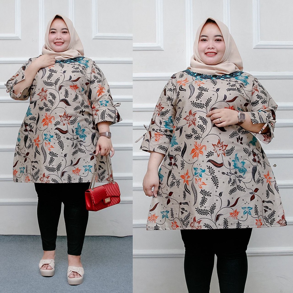 Tunik Batik Wanita Super Jumbo Big Size LD 140 / Atasan Baju Batik Kerja Kondangan Wanita Cewe Jumbo-T