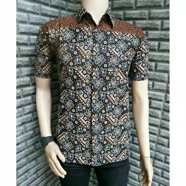 Bswart Batik Hrb026 Kenongo Hem Pendek Padi Pekalongan M L Xl Batik Pria Murah Modern Grosir