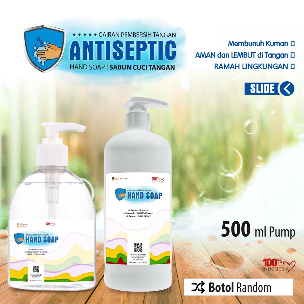 Sabun Cuci Tangan Antiseptic Variasi Aroma Parfum Body Bath 500ml PUMP / Hand Soap Segar  500ML PUMP RANDOM