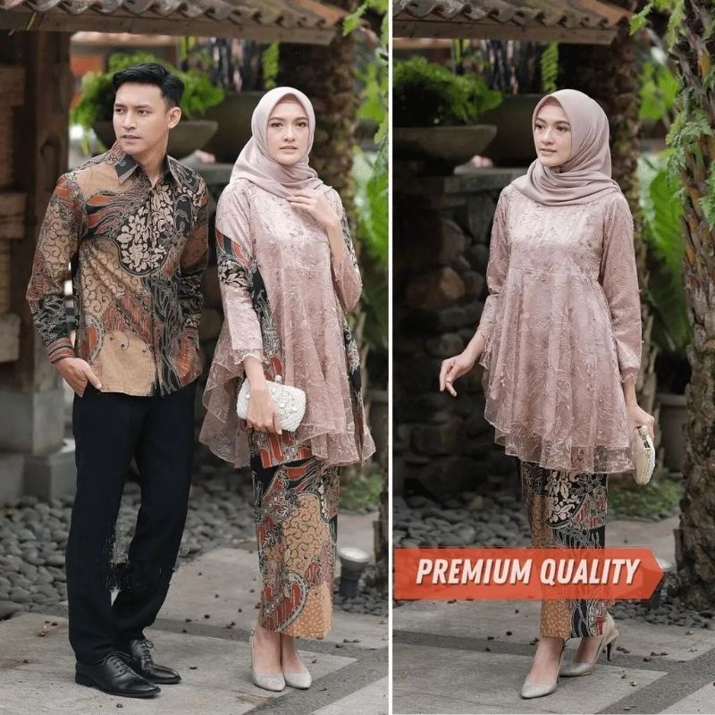 BATIK COUPLE KEBAYA TUNANGAN MODERN BRUKAT TERBARU 2022 PASANGAN BAJU COUPLE SUAMI ISTRI KEBAYA TUNI