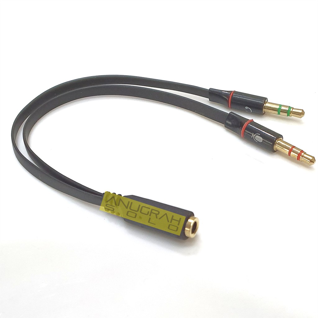 AUDIO HEADSET SPLITTER MICROPHONE MIC JACK 3.5MM 2 MALE 1 FEMALE