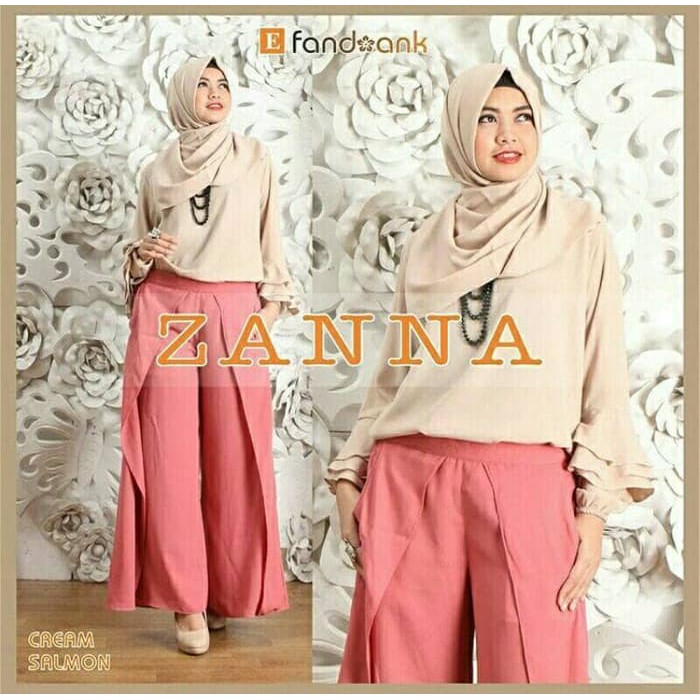 pakaian Gaun muslim ibu islami vbb s setelan st hijab muslim zanna CREAM / baju wanita celana blouse