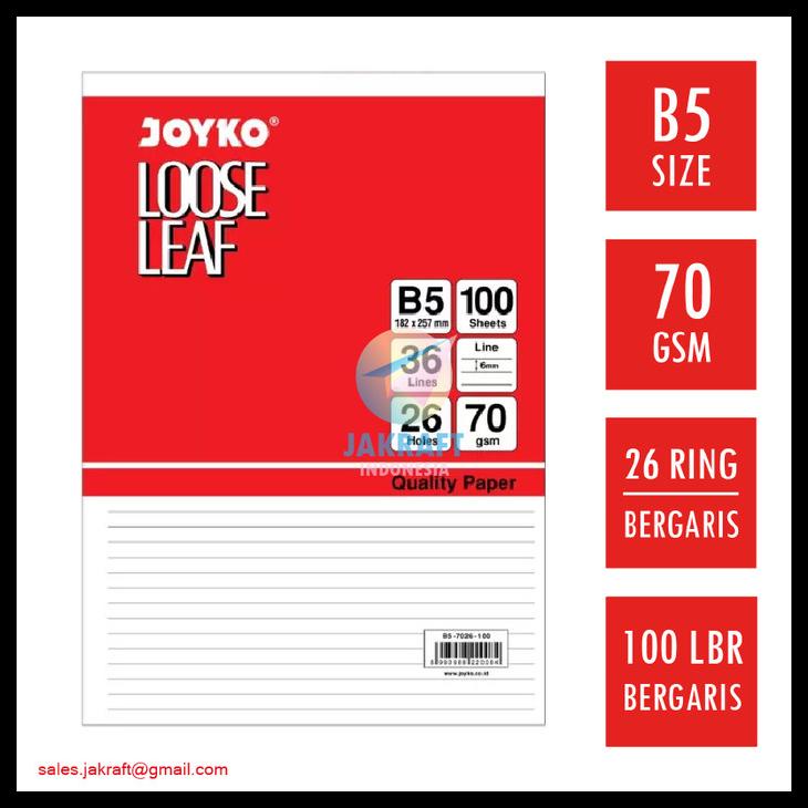 

Loose Leaf Kertas File Note Isi 100 Binder Joyko B5 7026 Berkualitas Kode 479