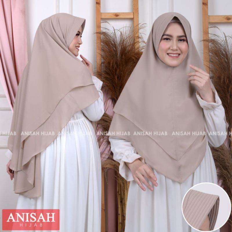 KHIMAR CERUTY BABY DOLL DUA LAYER POLOS { SIZE L} ASLI REAL PIC BY AHFI HIJAB