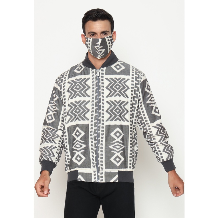 Jual Batik Etniq Craft Jacket Bomner Suga Sumba Set Masker-Grey ...