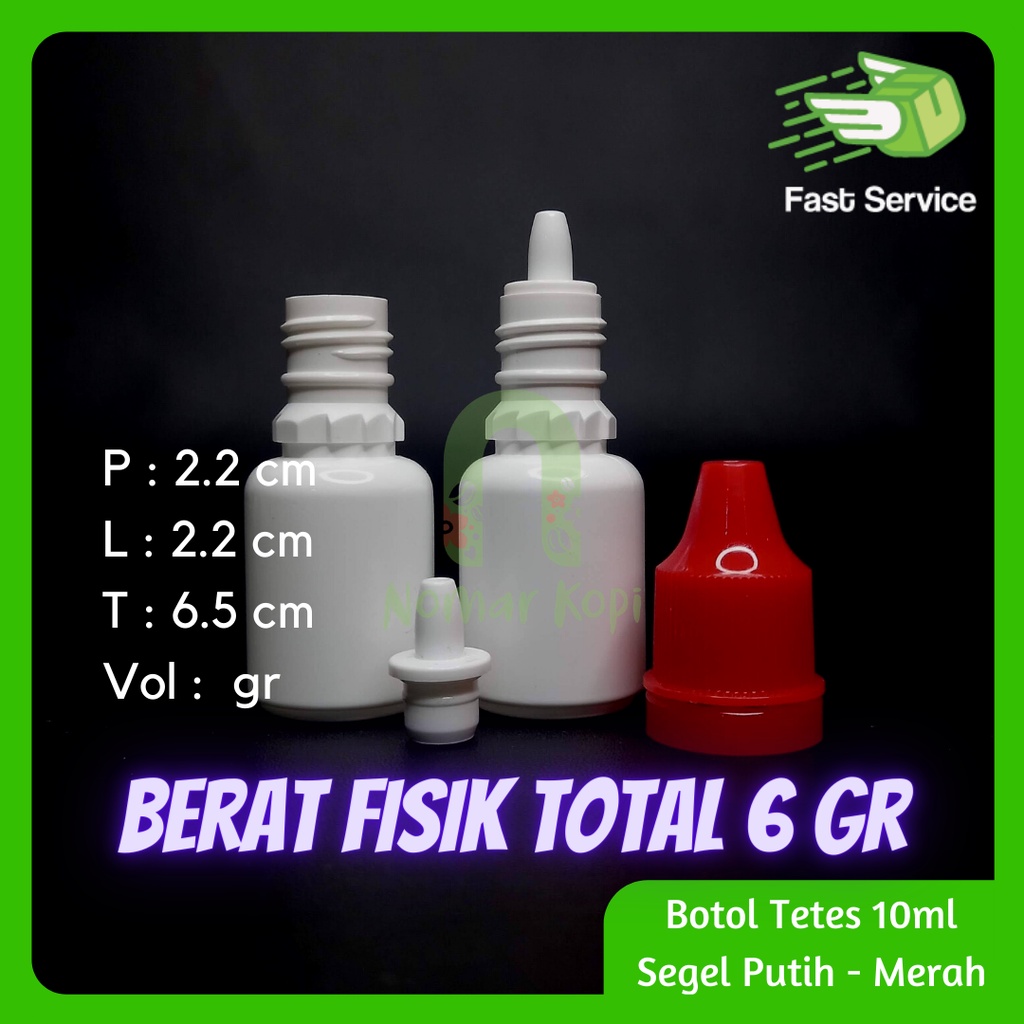 Botol Tetes 10ml Putih Tutup Segel Plug Tebal Murah